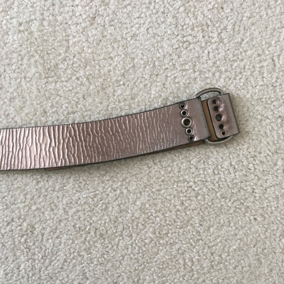 WCM New York Solid Brass Buckle Grommets Metallic Leather Wide Belt L Boho Punk - Picture 7 of 16